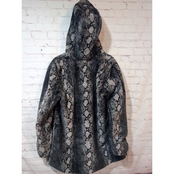 NVLT Coat Large Snake Print Faux Fur Jacket Hooded - Picture 6 of 13